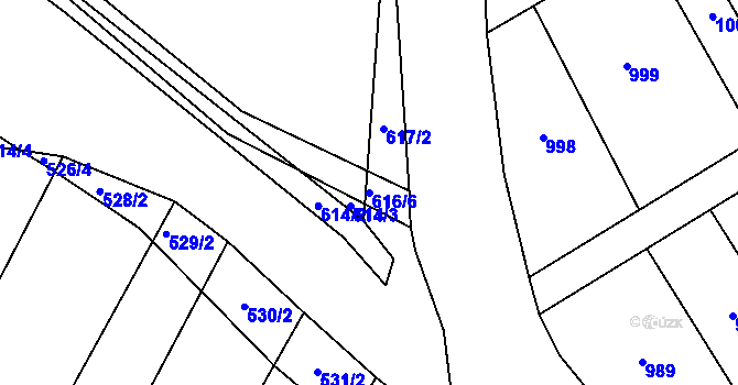 Parcela st. 616/6 v KÚ Unkovice, Katastrální mapa