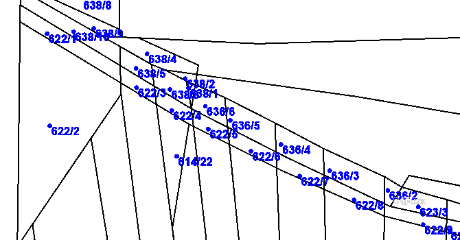 Parcela st. 636/5 v KÚ Unkovice, Katastrální mapa