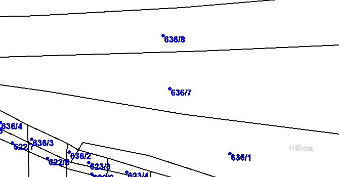 Parcela st. 636/7 v KÚ Unkovice, Katastrální mapa