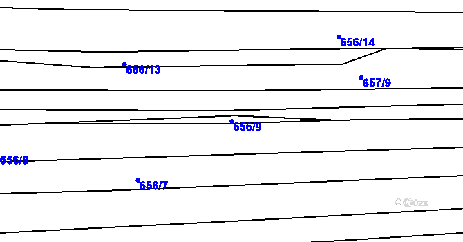 Parcela st. 656/9 v KÚ Unkovice, Katastrální mapa