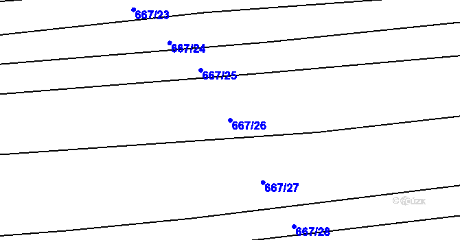 Parcela st. 667/26 v KÚ Unkovice, Katastrální mapa