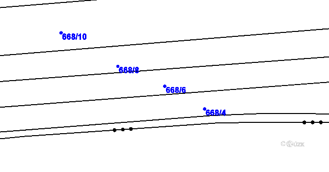 Parcela st. 668/6 v KÚ Unkovice, Katastrální mapa