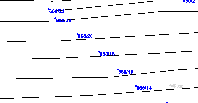 Parcela st. 668/18 v KÚ Unkovice, Katastrální mapa