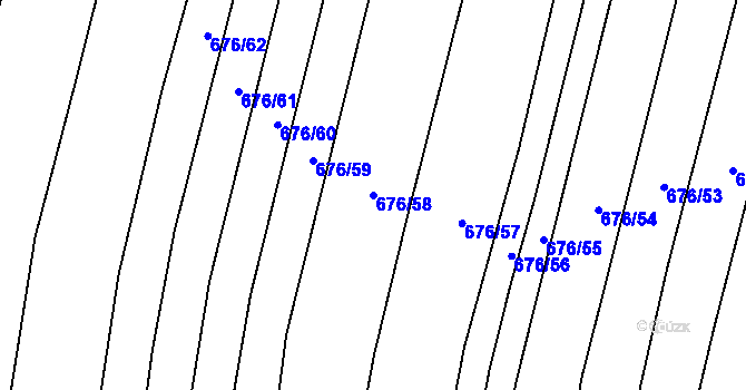 Parcela st. 676/58 v KÚ Unkovice, Katastrální mapa