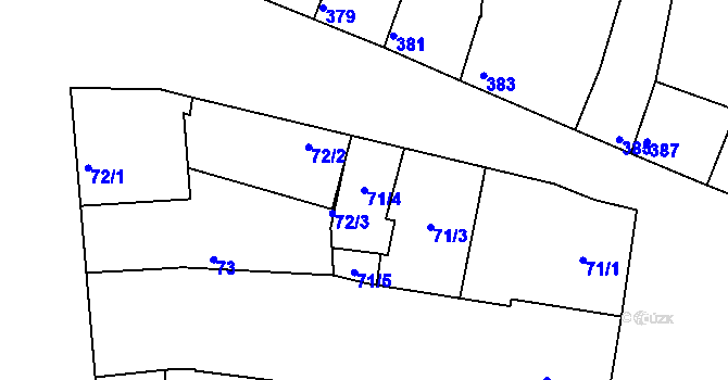 Parcela st. 71/4 v KÚ Unkovice, Katastrální mapa