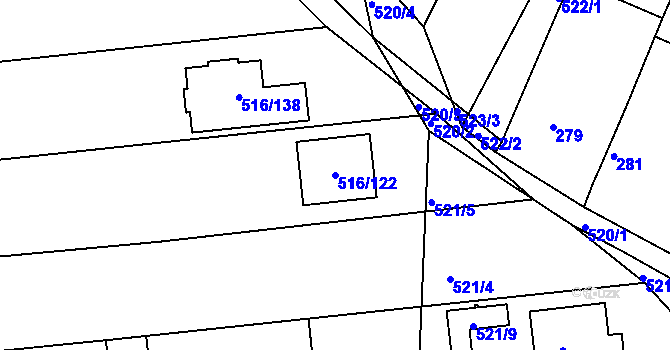 Parcela st. 516/122 v KÚ Unkovice, Katastrální mapa