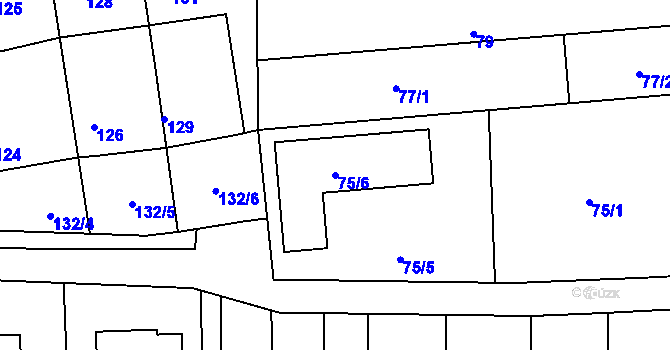 Parcela st. 75/6 v KÚ Unkovice, Katastrální mapa