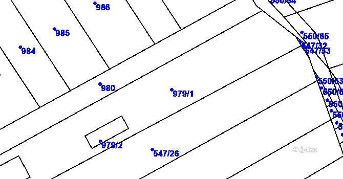 Parcela st. 979/1 v KÚ Unkovice, Katastrální mapa