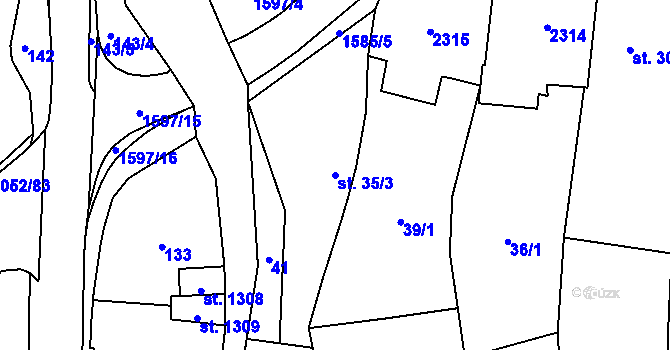 Parcela st. 35/3 v KÚ Úpice, Katastrální mapa