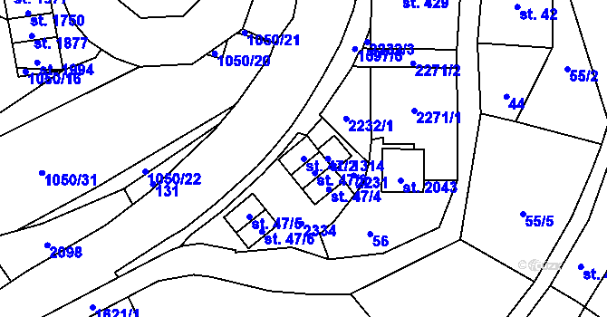 Parcela st. 47/2 v KÚ Úpice, Katastrální mapa