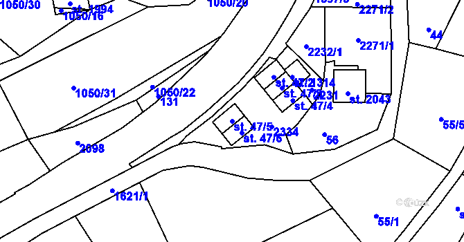 Parcela st. 47/5 v KÚ Úpice, Katastrální mapa
