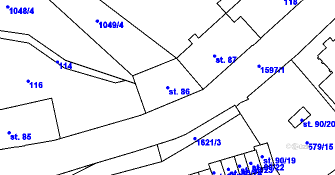 Parcela st. 86 v KÚ Úpice, Katastrální mapa