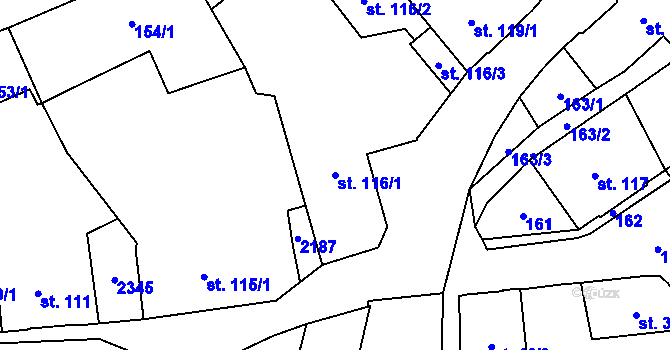 Parcela st. 116/1 v KÚ Úpice, Katastrální mapa