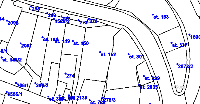 Parcela st. 152 v KÚ Úpice, Katastrální mapa