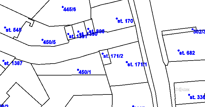 Parcela st. 171/2 v KÚ Úpice, Katastrální mapa