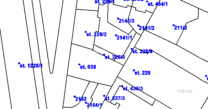 Parcela st. 228/3 v KÚ Úpice, Katastrální mapa