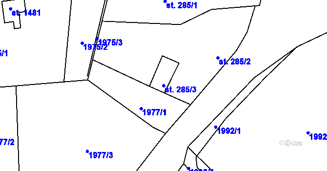 Parcela st. 285/3 v KÚ Úpice, Katastrální mapa