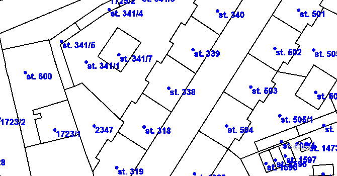 Parcela st. 338 v KÚ Úpice, Katastrální mapa