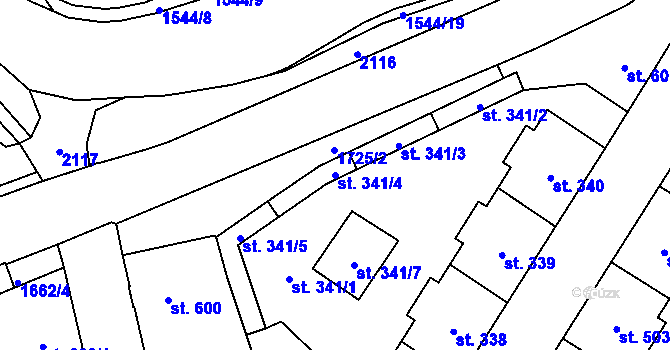 Parcela st. 341/4 v KÚ Úpice, Katastrální mapa
