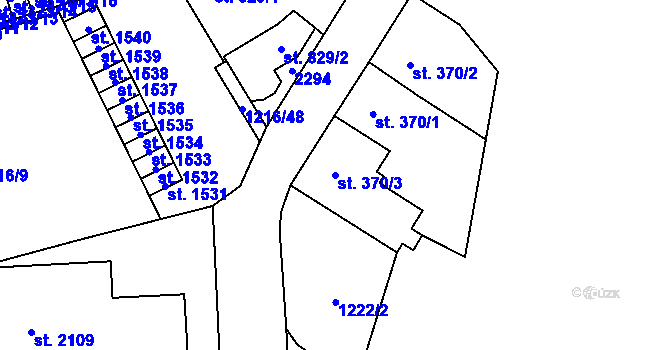 Parcela st. 370/3 v KÚ Úpice, Katastrální mapa