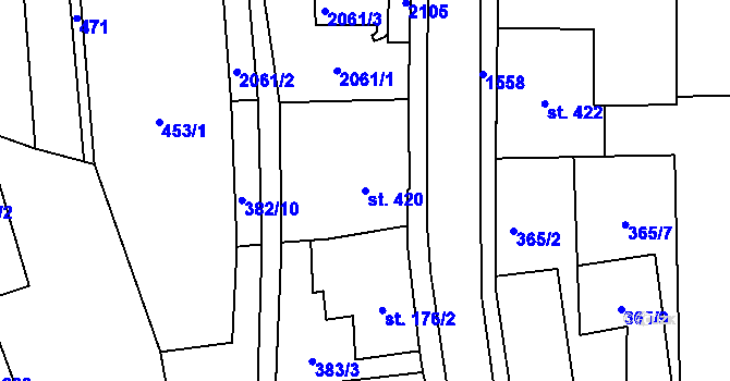 Parcela st. 420 v KÚ Úpice, Katastrální mapa