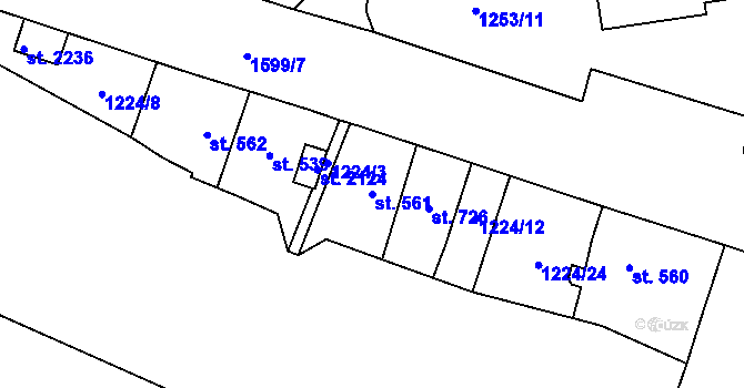 Parcela st. 561 v KÚ Úpice, Katastrální mapa