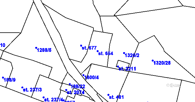 Parcela st. 654 v KÚ Úpice, Katastrální mapa