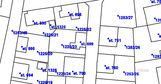 Parcela st. 699 v KÚ Úpice, Katastrální mapa