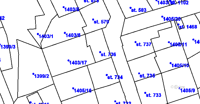 Parcela st. 736 v KÚ Úpice, Katastrální mapa