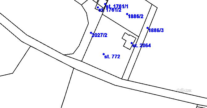 Parcela st. 772 v KÚ Úpice, Katastrální mapa