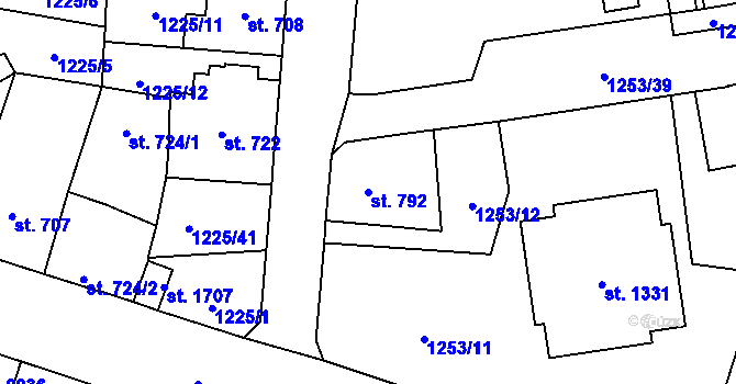 Parcela st. 792 v KÚ Úpice, Katastrální mapa