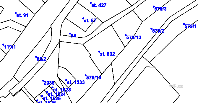 Parcela st. 832 v KÚ Úpice, Katastrální mapa