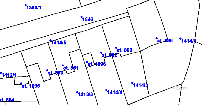 Parcela st. 862 v KÚ Úpice, Katastrální mapa