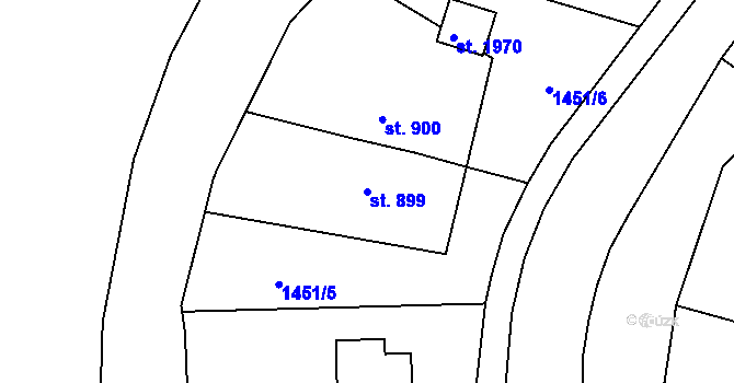 Parcela st. 899 v KÚ Úpice, Katastrální mapa
