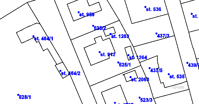 Parcela st. 912 v KÚ Úpice, Katastrální mapa
