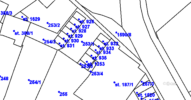 Parcela st. 934 v KÚ Úpice, Katastrální mapa