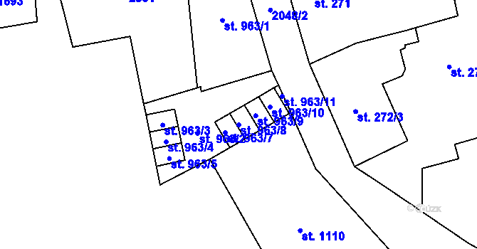 Parcela st. 963/8 v KÚ Úpice, Katastrální mapa