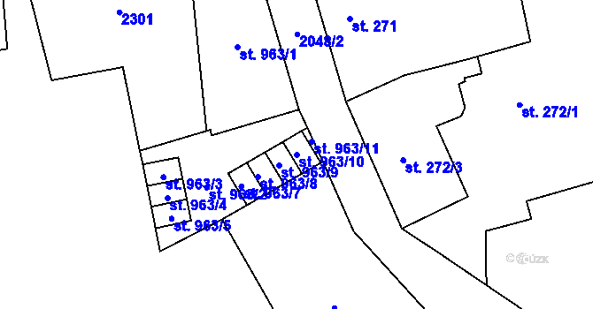 Parcela st. 963/10 v KÚ Úpice, Katastrální mapa