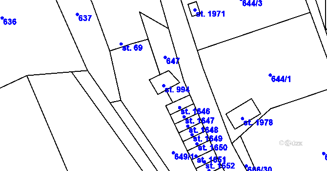 Parcela st. 994 v KÚ Úpice, Katastrální mapa