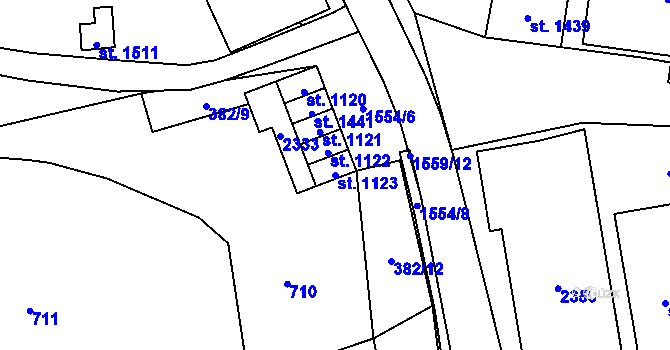 Parcela st. 1123 v KÚ Úpice, Katastrální mapa