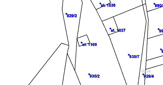 Parcela st. 1169 v KÚ Úpice, Katastrální mapa