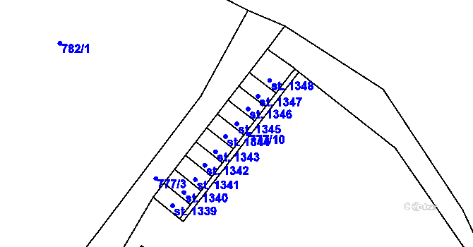 Parcela st. 1345 v KÚ Úpice, Katastrální mapa