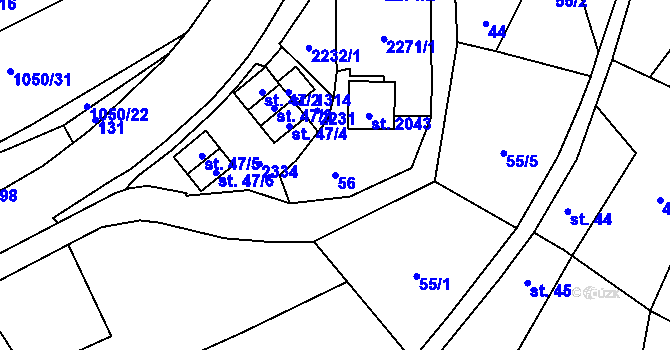 Parcela st. 56 v KÚ Úpice, Katastrální mapa
