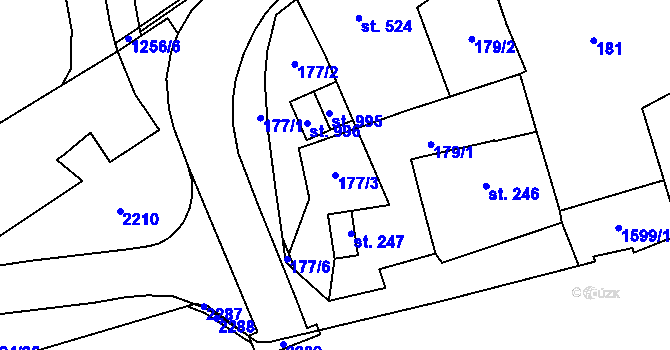 Parcela st. 177/3 v KÚ Úpice, Katastrální mapa