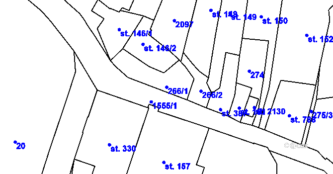 Parcela st. 266/1 v KÚ Úpice, Katastrální mapa