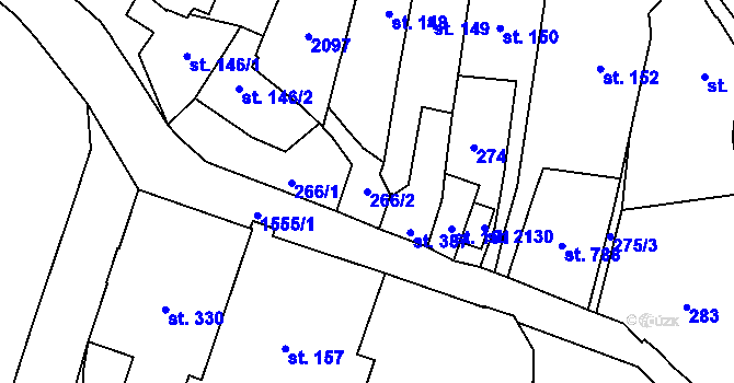 Parcela st. 266/2 v KÚ Úpice, Katastrální mapa