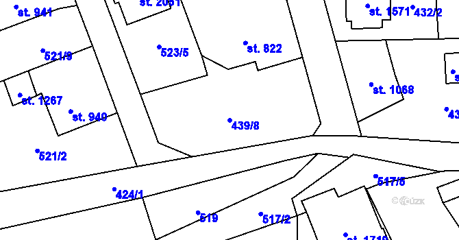 Parcela st. 439/8 v KÚ Úpice, Katastrální mapa