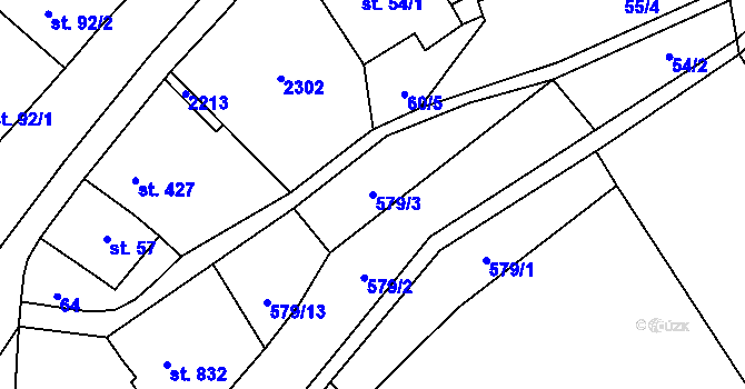 Parcela st. 579/3 v KÚ Úpice, Katastrální mapa