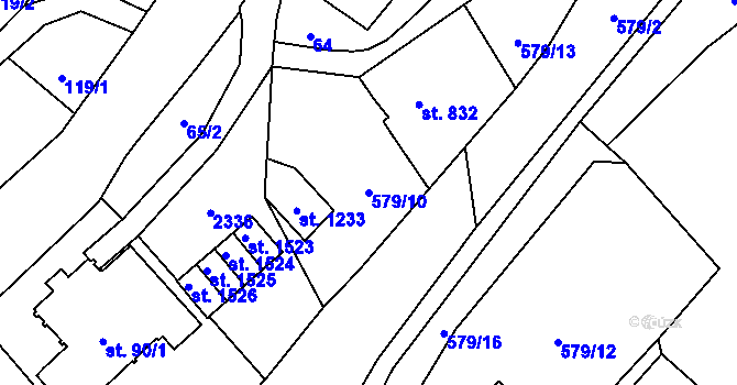 Parcela st. 579/10 v KÚ Úpice, Katastrální mapa