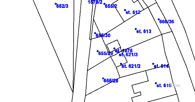 Parcela st. 655/29 v KÚ Úpice, Katastrální mapa